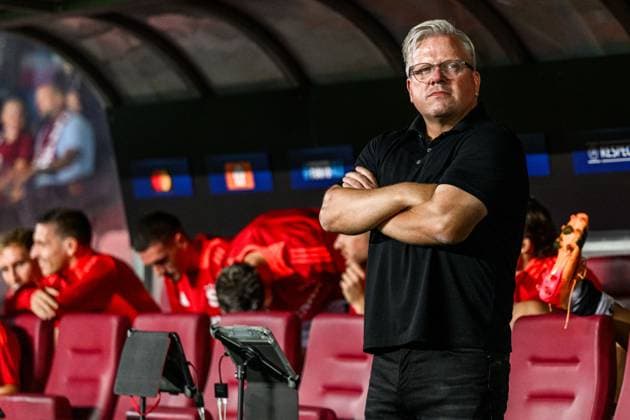 240827 Head coach Lars Friis of Sparta Prag during the UEFA Champions League football match between Sparta Prague and Malmö FF on August 27, 2024 in Prague. Photo: Mathilda Ahlberg BILDBYRAN kod MA MA0710 fotboll football soccer fotball champions league sparta prag malmö ff bbeng sparta prague Copyright: MATHILDAxAHLBERG BB240827MA195