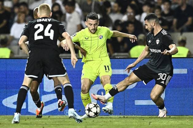 Qarabag v GNK Dinamo Zagreb - UEFA Champions Qualifying Play-Off: Second Leg BAKU, AZERBAIJAN - AUGUST 28: Arber Hoxha of Dinamo Zagreb during the UEFA Champions Qualifying Play-Off Second Leg match between Qarabag and GNK Dinamo Zagreb at Tofiq Bahramov Stadium on August 28, 2024 in Baku, Azerbaijan.  MarkoxLukunic PIXSELL