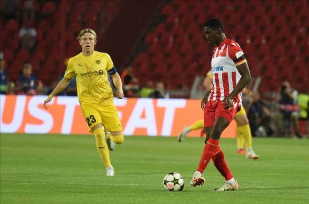 CRVENA ZVEZDA vs BODE GLIMT YACOUBA NASSER DJIGA Red Star football player at the UEFA Champions League qualification match against Bodo Glimt at the Rajko Mitic Stadium, Belgrade 28.08.2024. Nebojsa Parausic MN PRESS Football, Champions League, Red Star, Bodo Glimt, Qualifications Belgrade Stadion Rajko Mitic Serbia Copyright: xIvicaxVeselinovx xMNxPressx