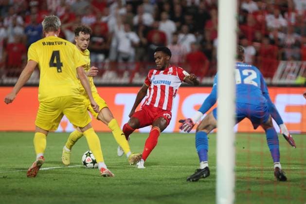 CRVENA ZVEZDA vs BODE GLIMT JOSE LUIS RODRIGUEZ FRANCIS PUMA, Red Star football player at the UEFA Champions League qualification match against Bodo Glimt at the Rajko Mitic Stadium, Belgrade 28.08.2024. Ivica Veselinov MN PRESS Football, Champions League, Red Star, Bodo Glimt, Qualifications Belgrade Stadion Rajko Mitic Serbia Copyright: xIvicaxVeselinovx xMNxPressx
