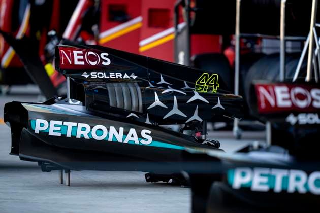 MONZA - A part of Lewis Hamilton s car (Mercedes) on the Autodromo Nazionale Monza circuit in the run-up to the Italian Grand Prix. ANP SANDER KONING xVIxANPxSportx xxANPxIVx 507007826 originalFilename: 507007826.jpg