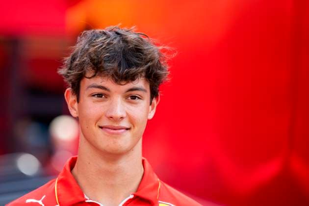 MONZA - Oliver Bearman (reserve driver Ferrari) on the circuit of Autodromo Nazionale Monza in the run-up to the Italian Grand Prix. ANP SANDER KONING xVIxANPxSportx xxANPxIVx 507014619 originalFilename: 507014619.jpg