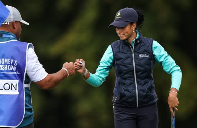 2024 KPMG Women s Irish Open, Carton House, Kildare 29 8 2024 Roisin Scanlon after making a putt on the 1st green Roisin Scanlon after making a putt on the 1st green 29 8 2024  Copyright: x INPHO BenxBradyx BB4_8662