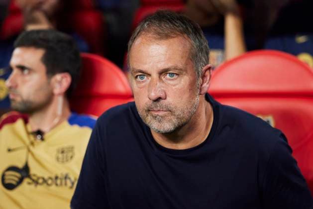 Hansi Flick, head coach FC Barcelona, Barca schaut, LaLiga, Rayo Vallecano v FC Barcelona, Campo de Futbol de Vallecas, 27.08.2024, Madrid, Spainen. Defodi-071_RAYFCB20240827_028