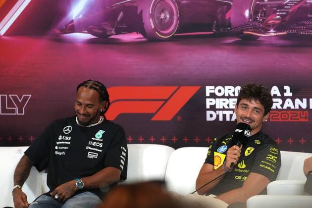 FORMULA 1 PIRELLI GRAN PREMIO D ITALIA 2024 29.08.2024, Autodromo Nazionale di Monza, Monza, FORMULA 1 PIRELLI GRAN PREMIO D ITALIA 2024 ,im Bild Lewis Hamilton (GBR), Mercedes-AMG Petronas Formula One Team, Charles Leclerc (MCO), Scuderia Ferrari HP