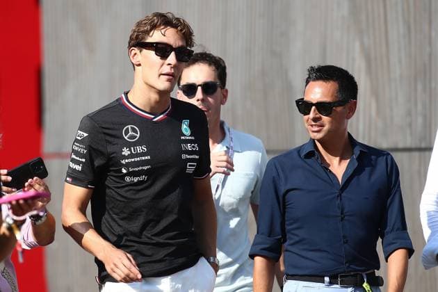 29.08.2024, xsvx, Motorsport FIA Formel 1, Großer Preis von Italien 2024 emspor, v.l. George Russell (Mercedes AMG Petronas) Startnummer 63 (FIA REGULATIONS PROHIBIT ANY USE OF PHOTOGRAPHS as IMAGE SEQUENCES and or QUASI-VIDEO) Monza