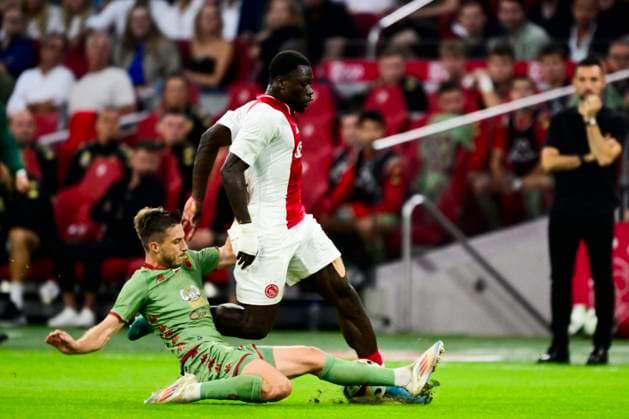 AMSTERDAM - (l-r) Michal Sacek of Jagiellonia BiaÅ‚ystok, Brian Brobbey of Ajax during the UEFA Europa League play-offs match between Ajax and Jagiellonia Bialystok at the Johan Cruijff ArenA on August 29, 2024 in Amsterdam. ANP OLAF KRAAK UEFA Europa League Play-Offs Second Leg 2024 25 xVIxANPxSportx xxANPxIVx 507049503 originalFilename: 507049503.jpg