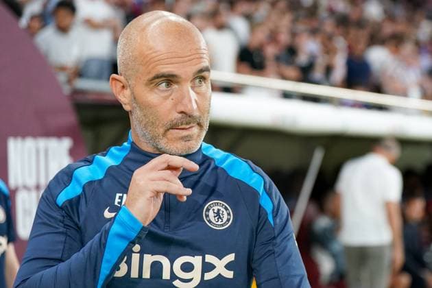 Fußball: UEFA Conference-League-Qualifikation 2024 2025, Play-offs - Servette FC Genf (SUI) vs. FC Chelsea London (Eng) - Stade de Geneve (Genf), Schweiz: Trainer Enzo Maresca (Chelsea London) Genf Stade de Geneve Schweiz Copyright: xJOERANxSTEINSIEKx