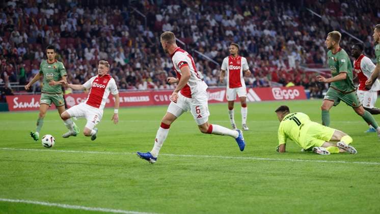 AMSTERDAM, 29-08-2024 , JohanCruyff Arena, Europa League Play Offs, season 2024 2025, Ajax- Jagiellonia Bialystok. Ajax player Kenneth Taylor scores 2-0 Ajax - Jagiellonia Bialystok  x26143630x Copyright: