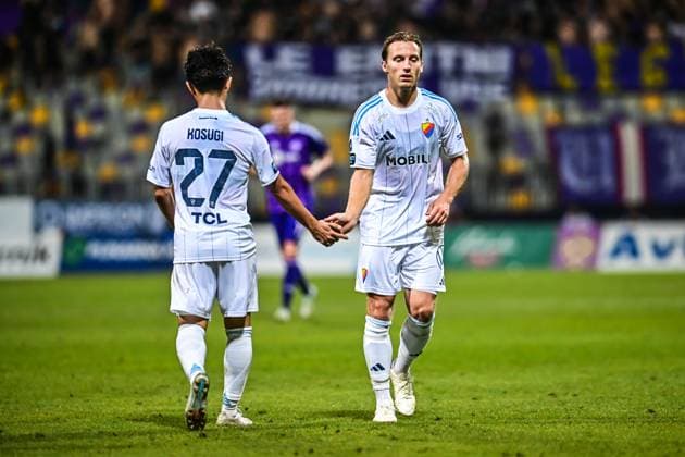 240808 Keita Kosugi and Daniel Stensson of Djurgarden during the UEFA Europa League qualification match between Rijeka and Elfsborg on August 8, 2024 in Rijeka. Photo: Bildbyran EXT BILDBYRAN kod XY XY0024 fotboll football soccer fotball uefa europa league hnk rijeka elfsborg bbeng Copyright: BILDBYRANxEXT BB240808ZV301