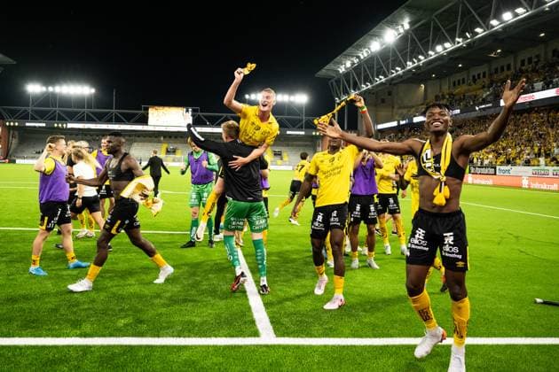 240829 Players of Elfsborg celebrate after the UEFA Europa League playoff between Elfsborg and Molde on August 29, 2024 in Boras. Photo: Jörgen Jarnberger BILDBYRAN COP 112 JJ0394 fotboll football soccer fotball uefa europa league playoff elfsborg molde bbeng celebrate Copyright: JÖRGENxJARNBERGER BB240829JJ056