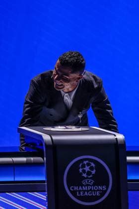 29th of August 2024 - UEFA CHAMPIONS LEAGUE KICK OFF 2024 2025 - DRAW LOTTERY WITH AI - FORUM GRIMALDI ronaldo (cristiano) is laughing with buffon (gianluigi) because he is stretching during the draw lottery MONACO MONACO Copyright: xSPORTPIXPRESSx xFREDxPORCUx