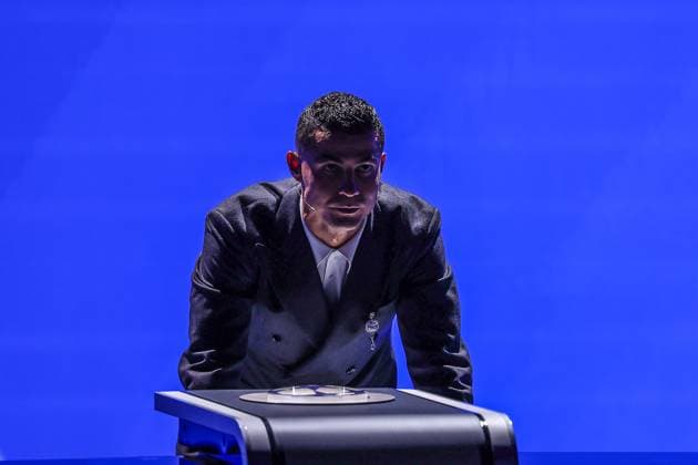29th of August 2024 - UEFA CHAMPIONS LEAGUE KICK OFF 2024 2025 - DRAW LOTTERY WITH AI - FORUM GRIMALDI ronaldo (cristiano) is laughing with buffon (gianluigi) because he is stretching during the draw lottery MONACO MONACO Copyright: xSPORTPIXPRESSx xFREDxPORCUx