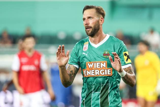 SOCCER - UEFA EL, Rapid vs Braga VIENNA,AUSTRIA,29.AUG.24 - SOCCER - UEFA Europa League, qualification, SK Rapid Wien vs Sporting Club de Braga. Image shows the disappointment of Guido Burgstaller (Rapid).  GEPAxpictures xArminxRauthner