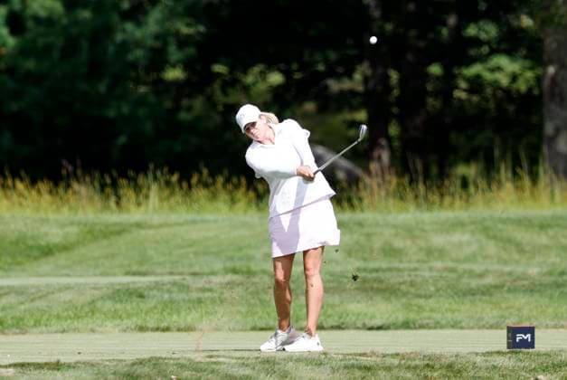 NORTON, MA - AUGUST 29: Laura Wearn hits from the 16th tee during the first round of the FM Global Championship on August 29, 2024, at TPC Boston in Norton, Massachusetts. (Photo by Fred Kfoury III Icon Sportswire) GOLF: AUG 29 LPGA, Golf Damen FM Global Championship EDITORIAL USE ONLY Icon482240829008