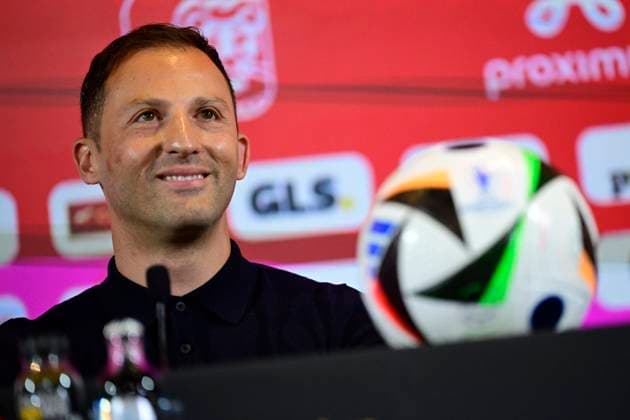 Sport Themen der Woche KW35 Media Activities of the Belgian National Football team - 30 08 2024 TUBIZE, BELGIUM - AUGUST 30 : Tedesco Domenico head coach of Belgium talking to the press during a press conference, PK, Pressekonferenz prior to the Nations League at the Belgian National Football center on August 30, 2024 in Tubize, Belgium, 30 08 2024 Tubize Belgium  Copyright: xPeterxDexVoechtx