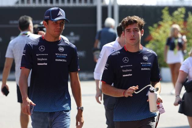 30.08.2024, xsvx, Motorsport FIA Formel 1, Großer Preis von Italien 2024 emspor, v.l. Alexander Albon (Williams Racing) Startnummer 23 Franco Colapinto (Williams Racing) (FIA REGULATIONS PROHIBIT ANY USE OF PHOTOGRAPHS as IMAGE SEQUENCES and or QUASI-VIDEO) Monza