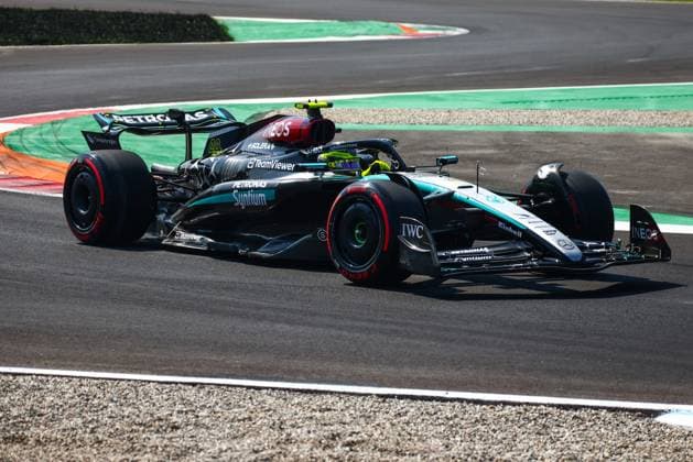 August 30, 2024, Monza, Italy: Lewis Hamilton of Mercedes drives a car on the track during first practice session, ahead of the Italian Formula One Grand Prix at Autodromo Nazionale Monza circuit, in Monza on August 30, 2024. Monza Italy - ZUMAz156 0757983216st Copyright: xBeataxZawrzelx
