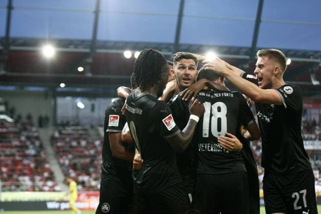 Torjubel 0-3 Branimir Hrgota . 2.Bundesliga - Spieltag 4 , Jahn Regensburg - Greuther Fürth . Fußball , in Jahnstadion , Regensburg , Bayern , Deutschland . August 30, 2024 - Photo: Ipa Photo Pressefoto DENL Copyright: xx