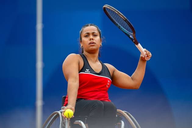 Sport Themen der Woche KW35 Paralympic Games (Rollstuhltennis); Paris, 31.08.2024 Nalani Buob an an den Paralympic Games (Rollstuhltennis) im Tennisstadion Roland Garros in Paris, am Samstag, 31. August 2024 *** Paralympic Games Wheelchair Tennis Paris, 31 08 2024 Nalani Buob at the Paralympic Games Wheelchair Tennis at the Roland Garros tennis stadium in Paris, on Saturday, August 31, 2024 Copyright: xBEAUTIFULxSPORTS TobiasxLacknerx