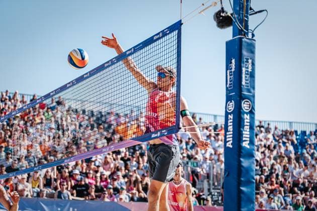 Beachvolleyball Männer Allianz German Beach Tour Deutsche Beachvolleyball-Meisterschaft 2024 31.08.2024 Nils Ehlers Timmendorfer Strand Ahmann-Hager-Arena Schleswig-Holstein Deutschland