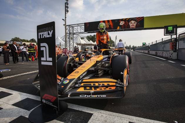 NORRIS Lando (gbr), McLaren F1 Team MCL38, portrait during the Formula 1 Pirelli Gran Premio d’Italia 2024, Italian Grand Prix 2024, 16th round of the 2024 Formula One World Championship, WM, Weltmeisterschaft from August 30 to September 1, 2024 on the Autodromo Nazionale Monza, in Monza, Italy - F1 - ITALIAN GRAND PRIX 2024 DPPI Panoramic  240831_R16_ITALIA_DP_EA013536