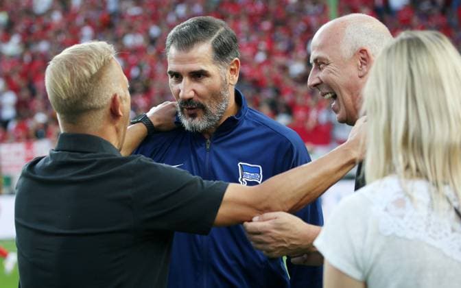 Markus Anfang (Trainer FC Kaiserslautern), Cristian Fiel (Trainer, Hertba BSC Berlin), Mario Basler 31.08.2024, Fußball, 2. Bundesliga, FC Kaiserslautern - Hertha BSC Berlin, 4. Spieltag, Saison 2024 25, Fritz Walter Stadion, Kaiserslautern, Deutschland, Foto: Michael Deines PROMEDIAFOTO, ** DFB & DFL regulations prohibit any use of photographs as image sequences and or quasi-video. ** FC Kaiserslautern - Hertha BSC Berlin