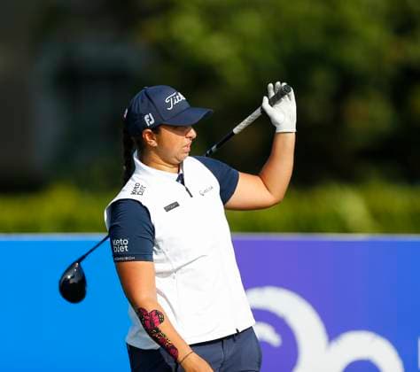 31st August 2024; The O& x2019;Meara Course at Carton House, Maynooth, County Kildare, Ireland; KPMG Womens Irish Open Golf, Round 3; Kristyna Napoleaova (CZE) hits an errant tee shot on the 1st hole  ActionPlus12688170 PeterxFitzpatrick