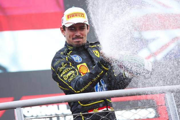 LECLERC Charles (mco), Scuderia Ferrari SF-24, portrait podium celebration during the Formula 1 Pirelli Gran Premio d’Italia 2024, Italian Grand Prix 2024, 16th round of the 2024 Formula One World Championship, WM, Weltmeisterschaft from August 30 to September 1, 2024 on the Autodromo Nazionale Monza, in Monza, Italy - F1 - ITALIAN GRAND PRIX 2024 DPPI Panoramic  240901_R16_ITALIA_DP_EA018586