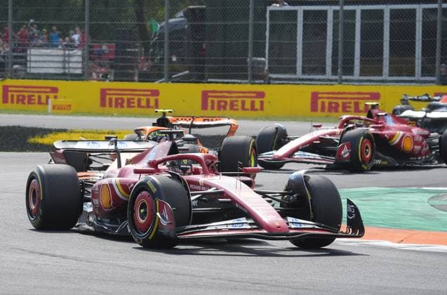 FORMULA 1 PIRELLI GRAN PREMIO D ITALIA 2024 01.09.2024, Autodromo Nazionale di Monza, Monza, FORMULA 1 PIRELLI GRAN PREMIO D ITALIA 2024 ,im Bild Charles Leclerc (MCO), Scuderia Ferrari HP, Lando Norris (GBR), McLaren F1 Team, Carlos Sainz Jr. (ESP), Scuderia Ferrari