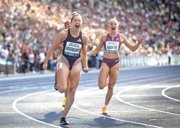 Bilder des Jahres 2024, Sport 09 September Sport Themen der Woche KW35 Sport Bilder des Tages ISTAF 2024; Berlin, 01.09.2024 Gina LÜCKENKEMPER (GER) gewinnt die 100m der Frauen mit ausgelassenem Zieljubel; ISTAF Berlin am 01.09.2024 im Olympiastadion in Berlin (Deutschland). *** ISTAF 2024 Berlin, 01 09 2024 Gina LÜCKENKEMPER GER wins the womens 100m with exuberant finishing cheers ISTAF Berlin on 01 09 2024 at Olympiastadion in Berlin Germany Copyright: xBEAUTIFULxSPORTS R.xSchmittx