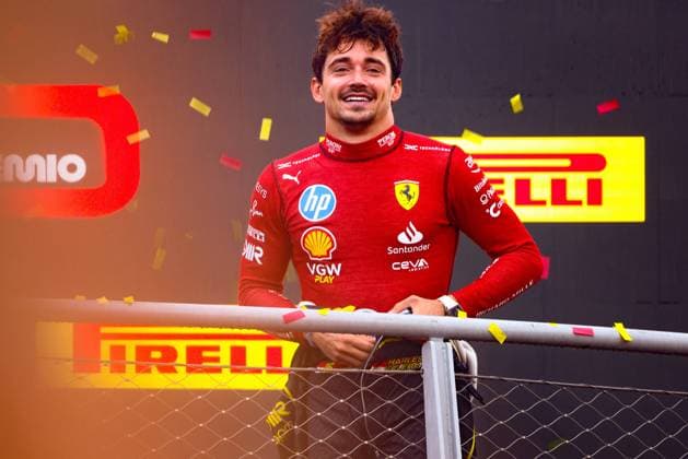 Bilder des Jahres 2024, Sport 09 September Sport Themen der Woche KW35 Sport Bilder des Tages September 1, 2024, Monza, Italy: Charles Leclerc of Ferrari celebrates on the podium after winning the Italian Formula One Grand Prix at Autodromo Nazionale Monza circuit, in Monza on September 1st, 2024. Monza Italy - ZUMAz156 0758667759st Copyright: xBeataxZawrzelx