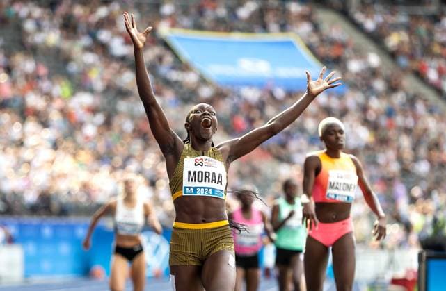Bilder des Jahres 2024, Sport 09 September Sport Themen der Woche KW35 Sport Bilder des Tages ISTAF 2024; Berlin, 01.09.2024 Mary MORAA (KEN) läuft über 600m der Frauen in 1:21,63 Minuten einen neuen Weltrekord; ISTAF Berlin am 01.09.2024 im Olympiastadion in Berlin (Deutschland). *** ISTAF 2024 Berlin, 01 09 2024 Mary MORAA KEN runs a new world record in the womens 600m in 1 21.63 minutes ISTAF Berlin on 01 09 2024 at the Olympiastadion in Berlin Germany Copyright: xBEAUTIFULxSPORTS R.xSchmittx