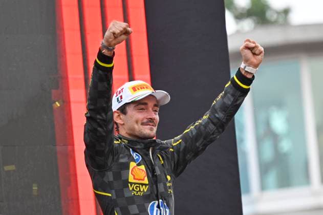 1st September 2024; Autodromo Nazionale Monza, Monza, Italy; Formula 1 Italian Grand Prix 2024; Race Day; Charles Leclerc of Monaco Scuderia Ferrari HP F1 Team celebrates his race win  ActionPlus12689173 StefanoxGuidi