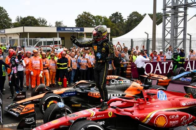 1st September 2024; Autodromo Nazionale Monza, Monza, Italy; Formula 1 Italian Grand Prix 2024; Race Day; Charles Leclerc of Monaco Scuderia Ferrari HP F1 Team parked as winner in parc ferme  ActionPlus12689113 StefanoxGuidi