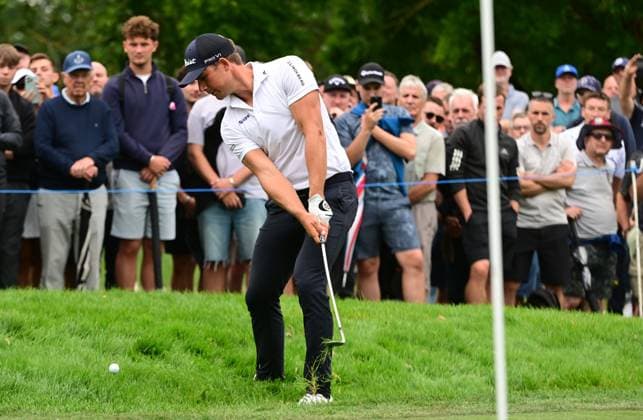Niklas Norgaard s round almost unravelled on the 15th Green with two fluffed chips including this one. Betfred British Masters 2024, Day Four, Golf, The Belfry, Sutton Coldfield, UK - 01 Sep 2024  Copyright: xGreigxCowie Shutterstockx 14673146bi