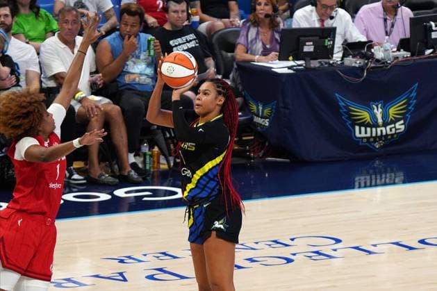 September 1, 2024, Arlington, Texas, USA: Arlington, Texas, USA: Dallas forward Satou Sabally (0) in action during the WNBA, Basketball Damen, USA game between the Dallas Wings and Indiana Fever played at College Park Center on Sunday September 1, 2024. Final score: Dallas 93, Indiana 100. Arlington USA - ZUMAv131 20240901_znp_v131_015 Copyright: xJavierxVicenciox