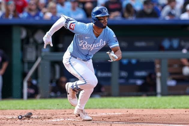 September 2, 2024: Kansas City Royals left fielder MJ Melendez (1) runs toward first but is thrown out during the fourth inning against the Cleveland Guardians at Kauffman Stadium in Kansas City, MO. CSM Kansas City United States of America - ZUMAc04_ 20240902_zma_c04_211 Copyright: xDavidxSmithx