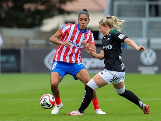 Borenhamwood, London, England, 4th September 2024: Gaby Garcia (8 Atletico Madrid) during the UEFA Champions League Round 1 match between Atlectio Madrid and Rosenborg BK Kvinner on Wednesday 4th September 2024 at Meadow Park Stadium, Borenhamwood, London, England. (Claire Jeffrey SPP) Copyright: xClairexJeffrey SPPx spp-en-ClJe-CJ-SPP-FOOTBALL-ATLvROS003