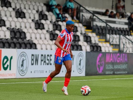 Borenhamwood, London, England, 4th September 2024: Rasheedat Buzado Ajibade (16 Atletico Madrid) during the UEFA Champions League Round 1 match between Atlectio Madrid and Rosenborg BK Kvinner on Wednesday 4th September 2024 at Meadow Park Stadium, Borenhamwood, London, England. (Claire Jeffrey SPP) Copyright: xClairexJeffrey SPPx spp-en-ClJe-MADRIDVROSENBORG-11
