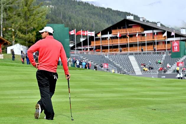 Crans-Montana, 05.09.2024, Golf - Omega European Masters, Nicola Gerhardsen (SUI) Hole 18 (Dubuis Frederic Imago Images)
