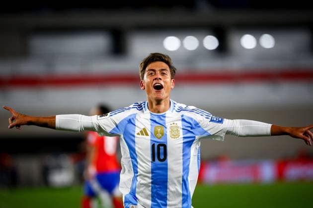 September 5, 2024, Buenos Aires, Argentina: Paulo Dybala of Argentina celebrates a goal during the match between Argentina and Chile as part of FIFA World Cup, WM, Weltmeisterschaft, Fussball 2026 Qualifiers at Estadio Mas Monumental. Final score: Argentina 3 - 0 Chile Buenos Aires Argentina - ZUMAs197 20240905_aaa_s197_430 Copyright: xRobertoxTuerox