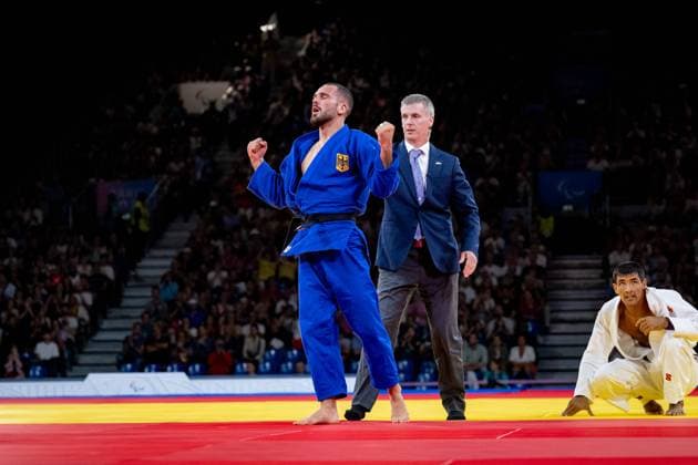Bilder des Jahres 2024, Sport 09 September Sport Themen der Woche KW36 Sport Bilder des Tages Para Judo - Paris 2024 Summer Paralympics Games: Day 9 Para Judo - Paris 2024 Summer Paralympics Games: Day 9 Champ de Mars PARIS, FRANCE - SEPTEMBER 06: Lennart SASS, date of birth 17.01.2000, place of birth Kiel, startclass J1, before, during and after his Bronze Medal fight against Shokhrukh MAMEDOV