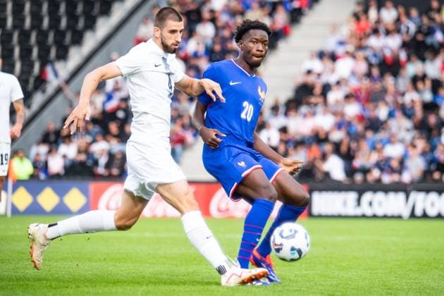 Lucien Agoumé (Equipe de France U21, U 21 FOOTBALL : France U21 vs Slovenie U21 - Qualification Championnat d Europe U21 - 06 09 2024 BaptisteAutissier Panoramic 