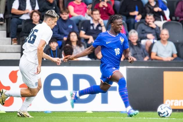 Dilane Bakwa (Equipe de France U21, U 21 FOOTBALL : France U21 vs Slovenie U21 - Qualification Championnat d Europe U21 - 06 09 2024 BaptisteAutissier Panoramic 