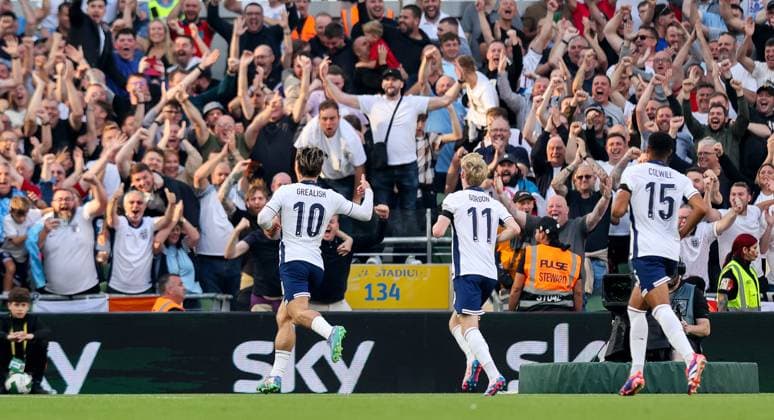 UEFA Nations League Group B2, Aviva Stadium, Dublin 7 9 2024 Republic of Ireland vs England England s Jack Grealish celebrates scoring his sides second goal Jack Grealish celebrates scoring his sides second goal 7 9 2024  Copyright: x INPHO RyanxByrnex RB1_0976