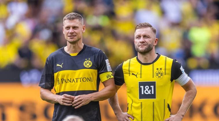 Sport Themen der Woche KW36 Sport Bilder des Tages Fußball, Borussia Dortmund, Abschiedsspiel für Lukasz Piszczek und Jakub Blaszczykowski 07.09.2024, Fussball, Saison 2024 2025, Abschiedsspiel von Lukasz Piszczek und Jakub Blaszczykowski, v. l. Lukasz Piszczek und Jakub Blaszczykowski Dortmund Signal-Iduna-Park NRW Deutschland xRHR-FOTO YYx *** 07 09 2024, Football, Season 2024 2025, Farewell match of Lukasz Piszczek and Jakub Blaszczykowski, v l Lukasz Piszczek and Jakub Blaszczykowski Dortmund Signal Iduna Park NRW Germany xRHR PHOTO YYx Copyright: StephanxSchuetze RHR-FOTOx RHR-FOTO YY