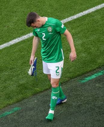 UEFA Nations League Group B2, Aviva Stadium, Dublin 7 9 2024 Republic of Ireland vs England Ireland™s Seamus Coleman leaves the field with an injury Seamus Coleman leaves the field with an injury 7 9 2024  Copyright: x INPHO BryanxKeanex BI7I9368
