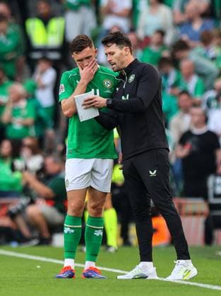 UEFA Nations League Group B2, Aviva Stadium, Dublin 7 9 2024 Republic of Ireland vs England Ireland s Dara O Shea with Assitant Coach Paddy McCarthy Dara O Shea with Paddy McCarthy 7 9 2024  Copyright: x INPHO RyanxByrnex RB1_2647