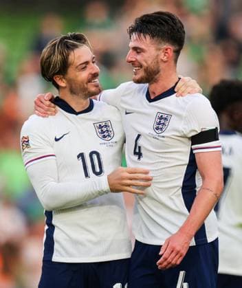 UEFA Nations League Group B2, Aviva Stadium, Dublin 7 9 2024 Republic of Ireland vs England England s Jack Grealish and Declan Rice after the game Jack Grealish and Declan Rice after the game 7 9 2024  Copyright: x INPHO RyanxByrnex RB1_5250